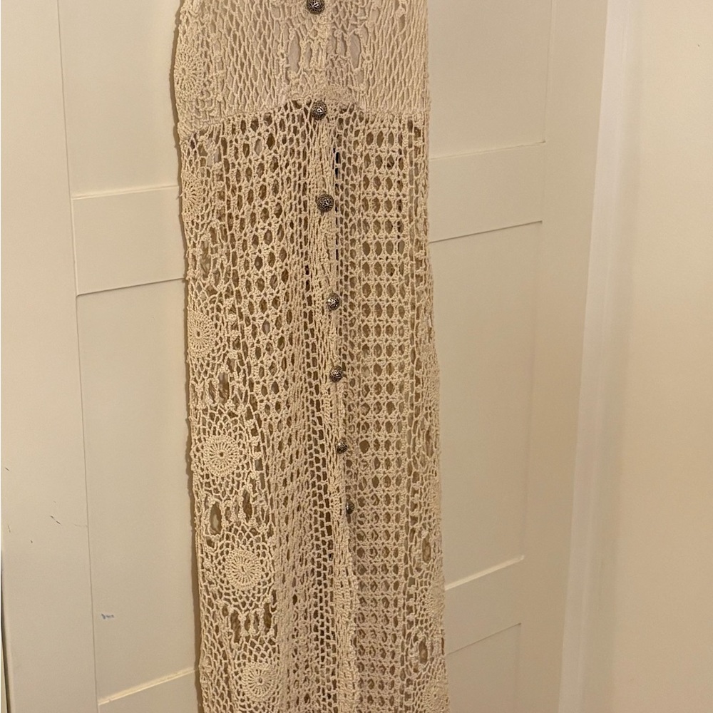 Crochet Button-Down Beach Cover up and Festival Dress